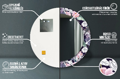 Miroir rond avec décoration Hérons oiseaux