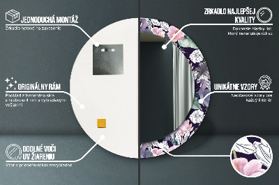 Miroir rond avec décoration Hérons oiseaux