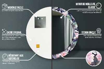 Miroir rond avec décoration Hérons oiseaux