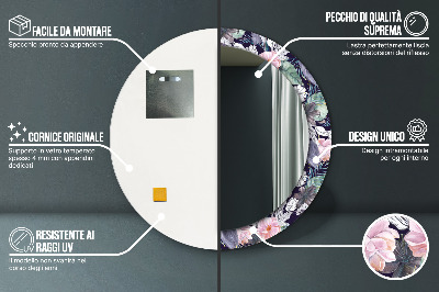 Miroir rond avec décoration Hérons oiseaux