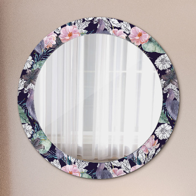 Miroir rond avec décoration Hérons oiseaux