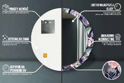 Miroir rond avec décoration Hérons oiseaux