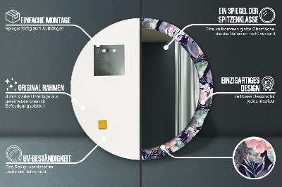 Miroir rond avec décoration Hérons oiseaux