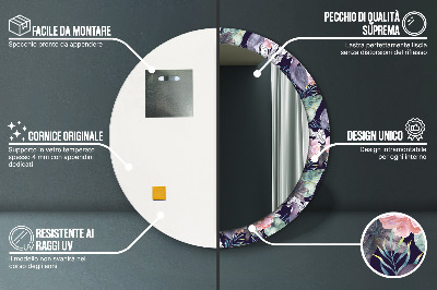 Miroir rond avec décoration Hérons oiseaux