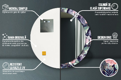 Miroir rond avec décoration Hérons oiseaux