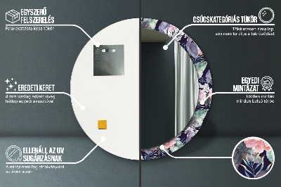 Miroir rond avec décoration Hérons oiseaux