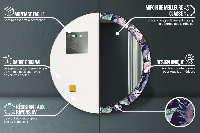 Miroir rond avec décoration Hérons oiseaux