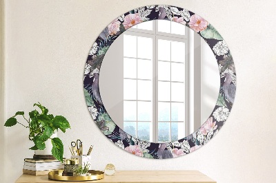 Miroir rond avec décoration Hérons oiseaux