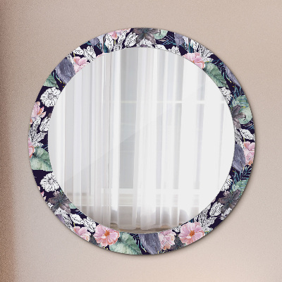 Miroir rond avec décoration Hérons oiseaux