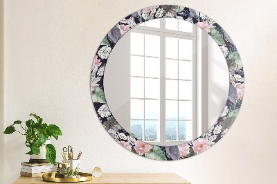 Miroir rond avec décoration Hérons oiseaux