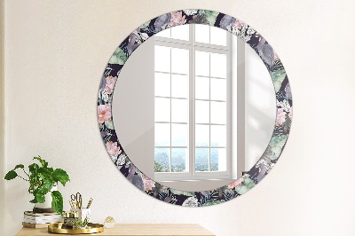 Miroir rond avec décoration Hérons oiseaux
