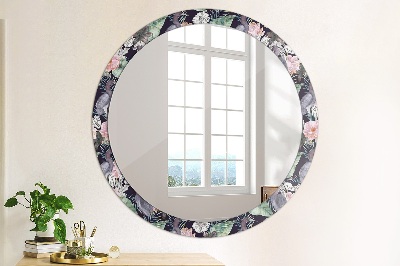 Miroir rond avec décoration Hérons oiseaux