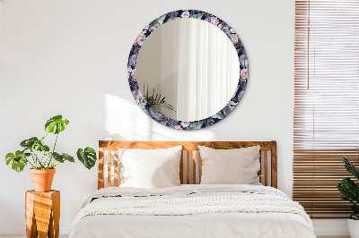 Miroir rond avec décoration Hérons oiseaux