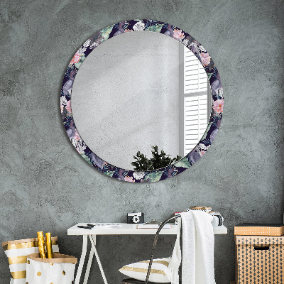 Miroir rond avec décoration Hérons oiseaux