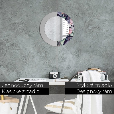 Miroir rond avec décoration Hérons oiseaux