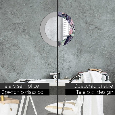 Miroir rond avec décoration Hérons oiseaux