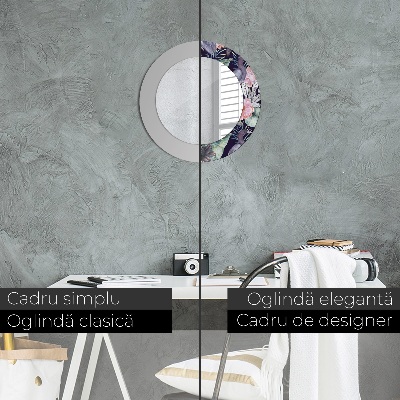 Miroir rond avec décoration Hérons oiseaux