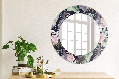 Miroir rond avec décoration Hérons oiseaux