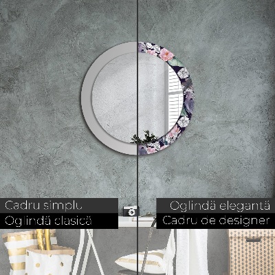 Miroir rond avec décoration Hérons oiseaux