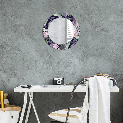 Miroir rond avec décoration Hérons oiseaux