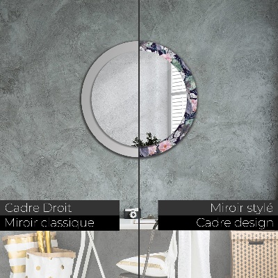 Miroir rond avec décoration Hérons oiseaux