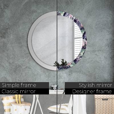 Miroir rond avec décoration Hérons oiseaux