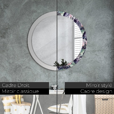 Miroir rond avec décoration Hérons oiseaux
