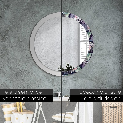 Miroir rond avec décoration Hérons oiseaux