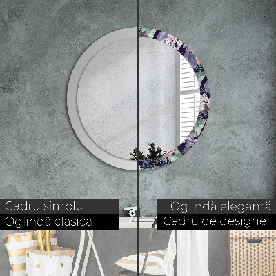 Miroir rond avec décoration Hérons oiseaux