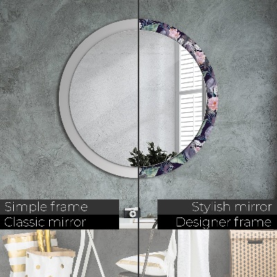 Miroir rond avec décoration Hérons oiseaux