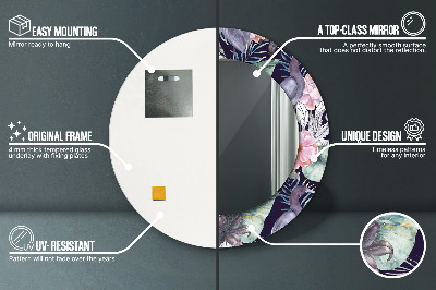 Miroir rond avec décoration Hérons oiseaux