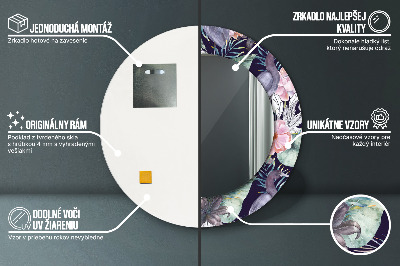 Miroir rond avec décoration Hérons oiseaux