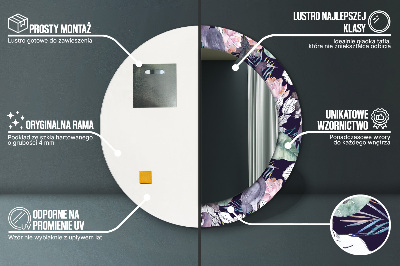 Miroir rond avec décoration Hérons oiseaux