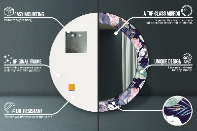 Miroir rond avec décoration Hérons oiseaux