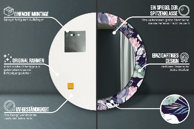 Miroir rond avec décoration Hérons oiseaux