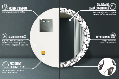 Miroir rond imprimé Papillon