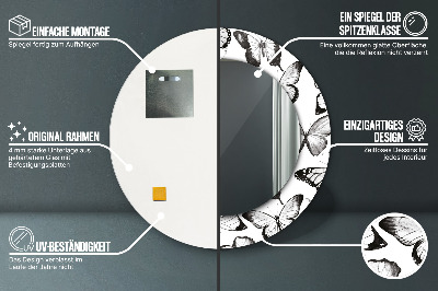 Miroir rond imprimé Papillon