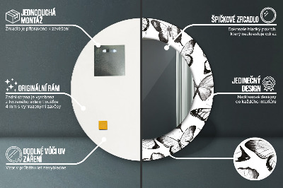 Miroir rond imprimé Papillon