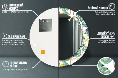 Miroir rond avec décoration Feuilles tropicales