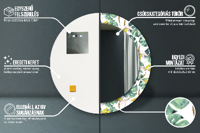 Miroir rond avec décoration Feuilles tropicales