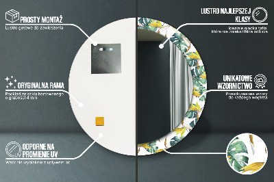 Miroir rond avec décoration Feuilles tropicales