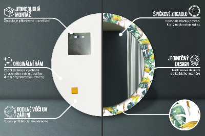 Miroir rond avec décoration Feuilles tropicales
