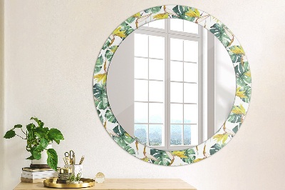 Miroir rond avec décoration Feuilles tropicales