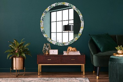 Miroir rond avec décoration Feuilles tropicales