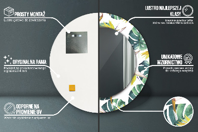 Miroir rond avec décoration Feuilles tropicales