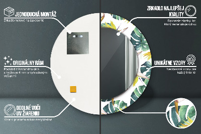 Miroir rond avec décoration Feuilles tropicales