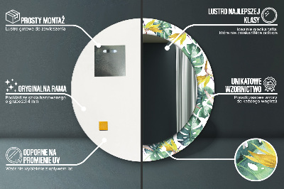 Miroir rond avec décoration Feuilles tropicales