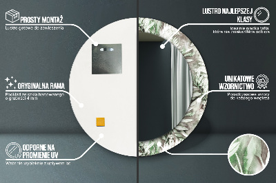 Miroir rond imprimé Feuilles à l'aquarelle