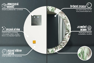 Miroir rond imprimé Feuilles à l'aquarelle