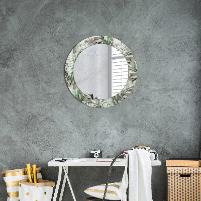 Miroir rond imprimé Feuilles à l'aquarelle
